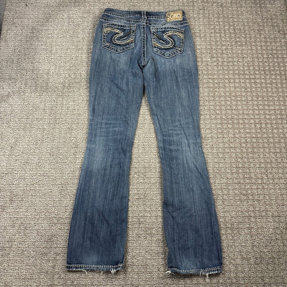 Y2K Silver Jeans Co Aiko Bootcut Distressed Thick Stitch Denim W27 L33 Medium - Picture 2 of 10